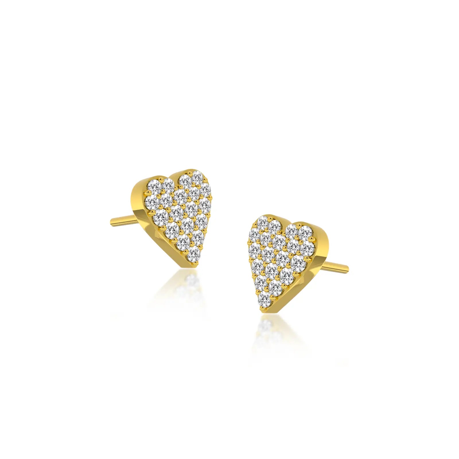 Full pavé diamond heart ear studs valentine gift for women