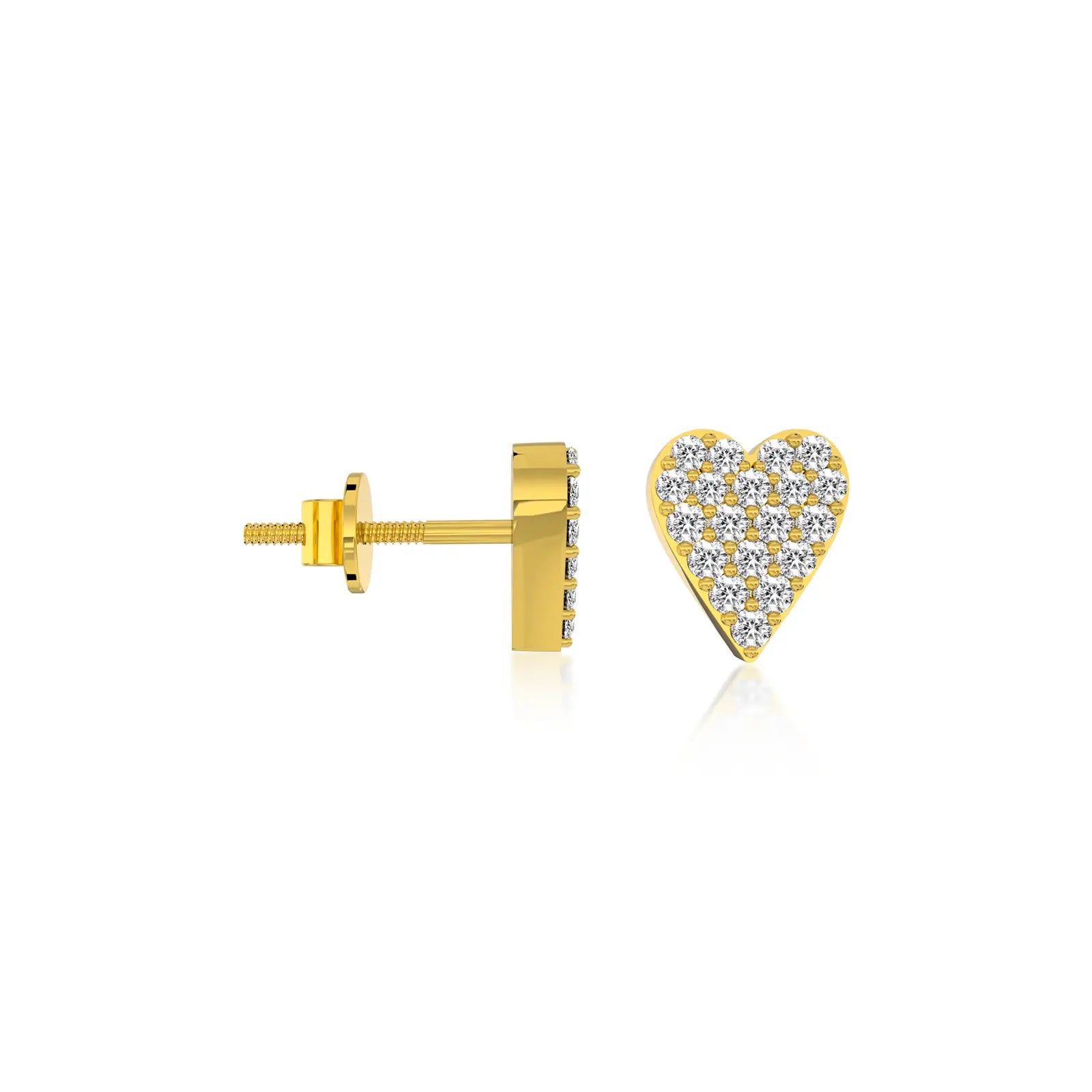 Elegant full pavé diamond heart ear studs