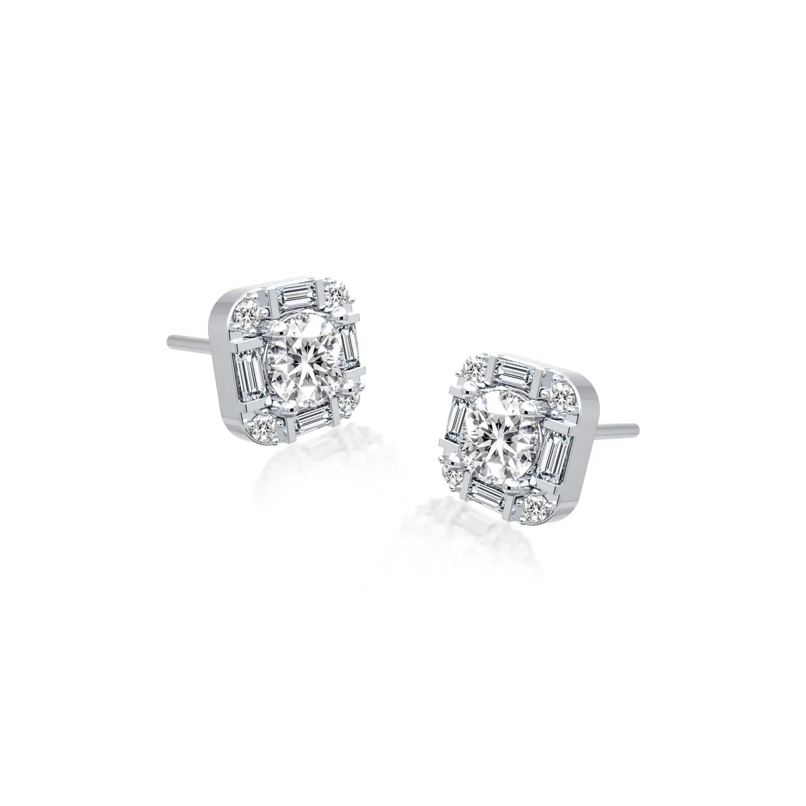 Fortune baguette diamond ear studs for office wear
