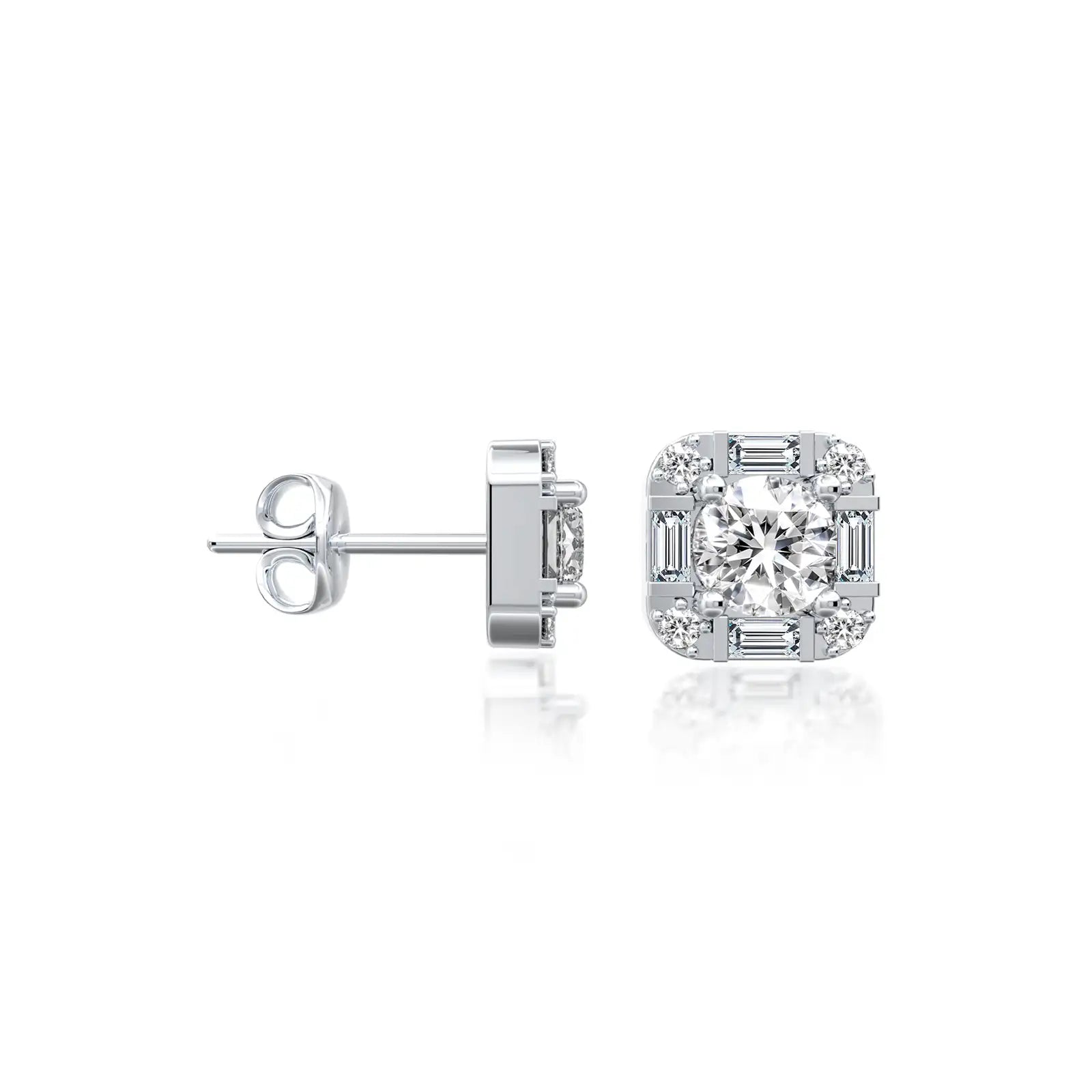 Trending fortune baguette diamond ear studs for women