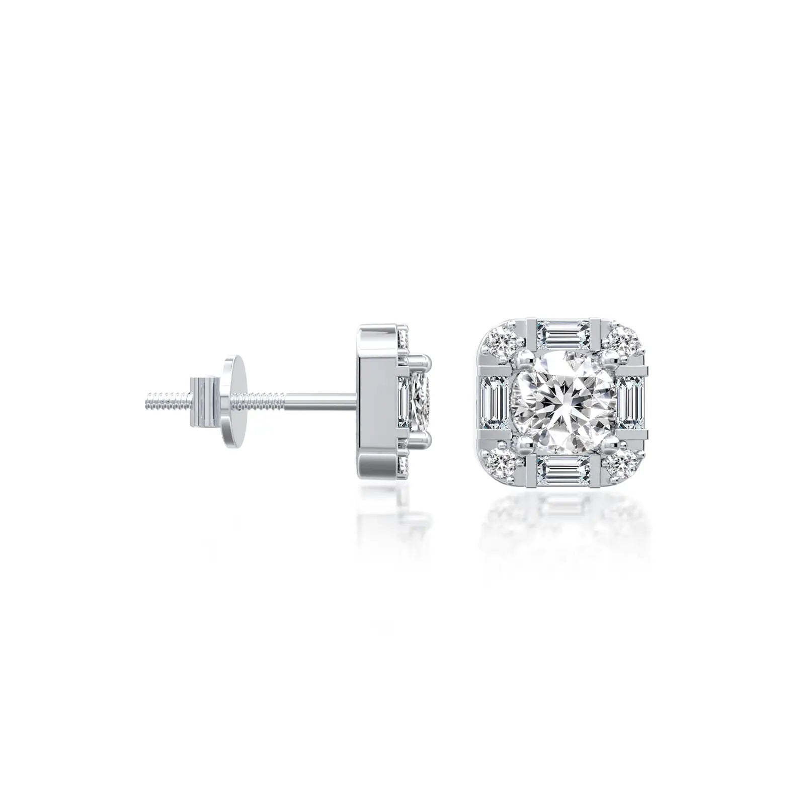 Fortune baguette diamond ear studs for pretty girls
