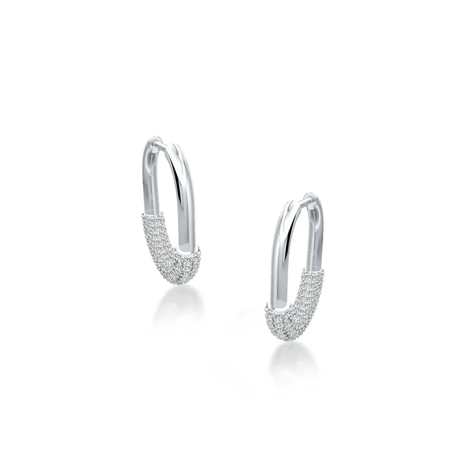 Rectangular diamond hoop earrings for office wear