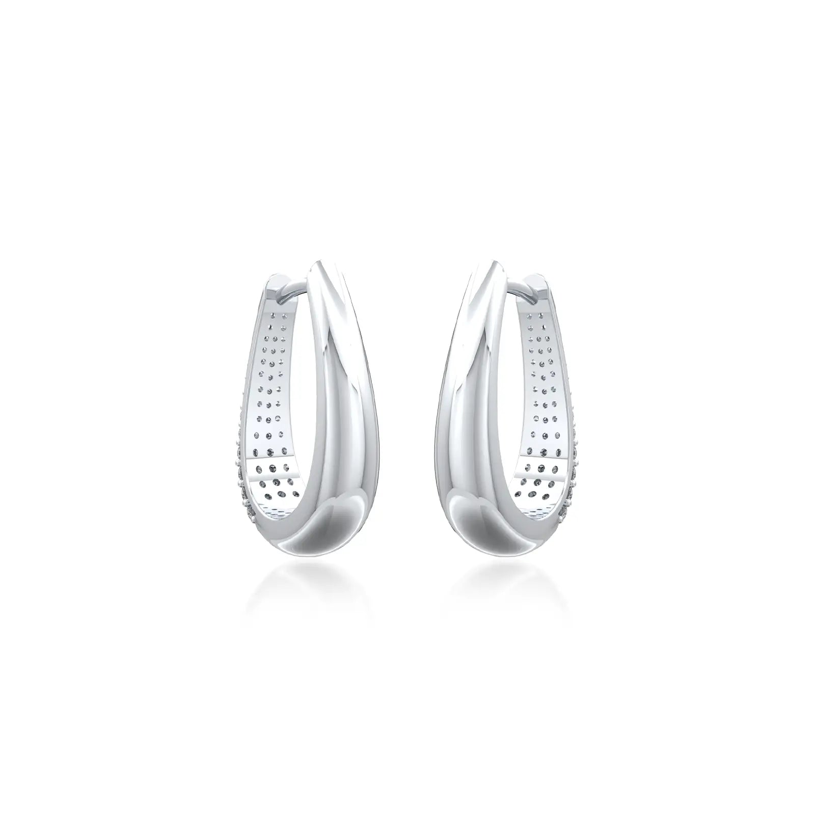 Elegant pear frost diamond hoops