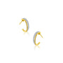 Single rail diamond hoop earrings for office wear
