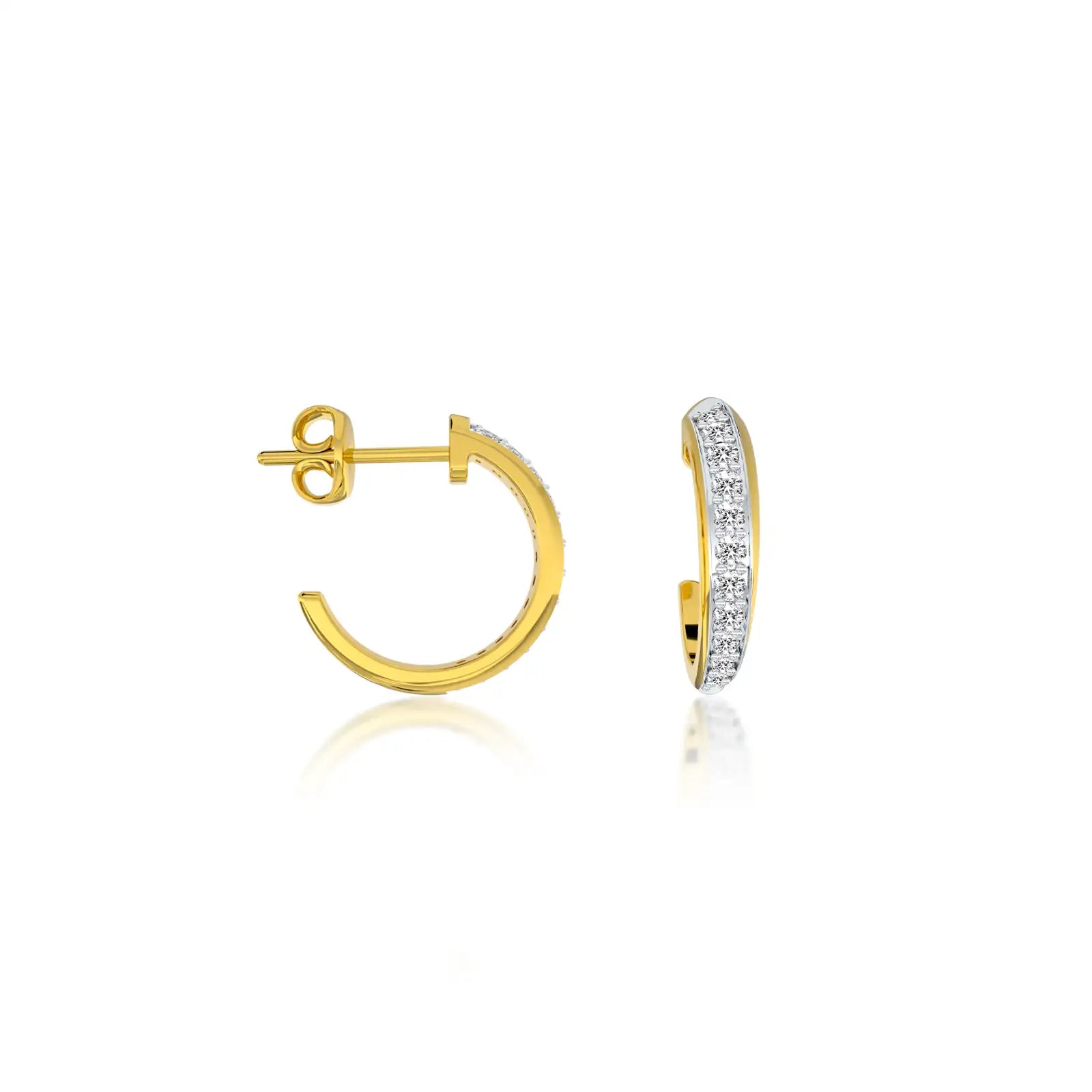Single rail diamond hoop earrings valentine gift for women
