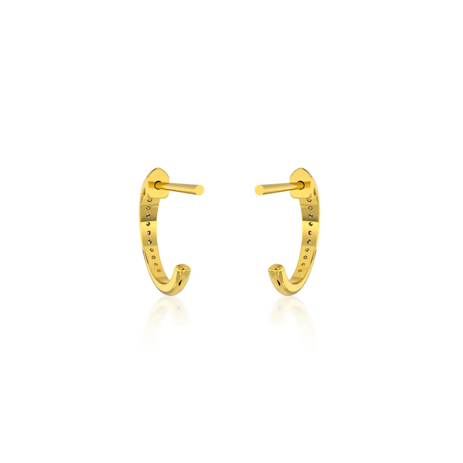 Stylish single rail diamond hoop earrings