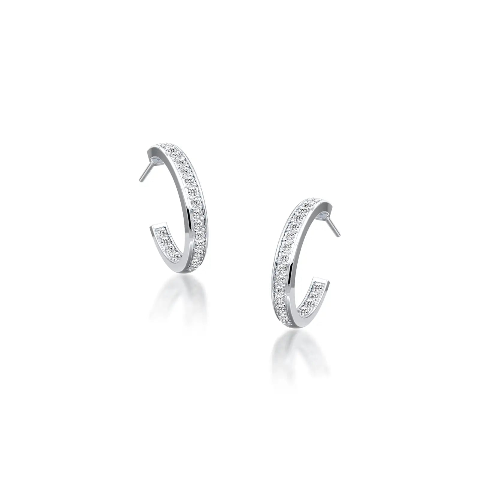 White gold tunnel hoop diamond earrings