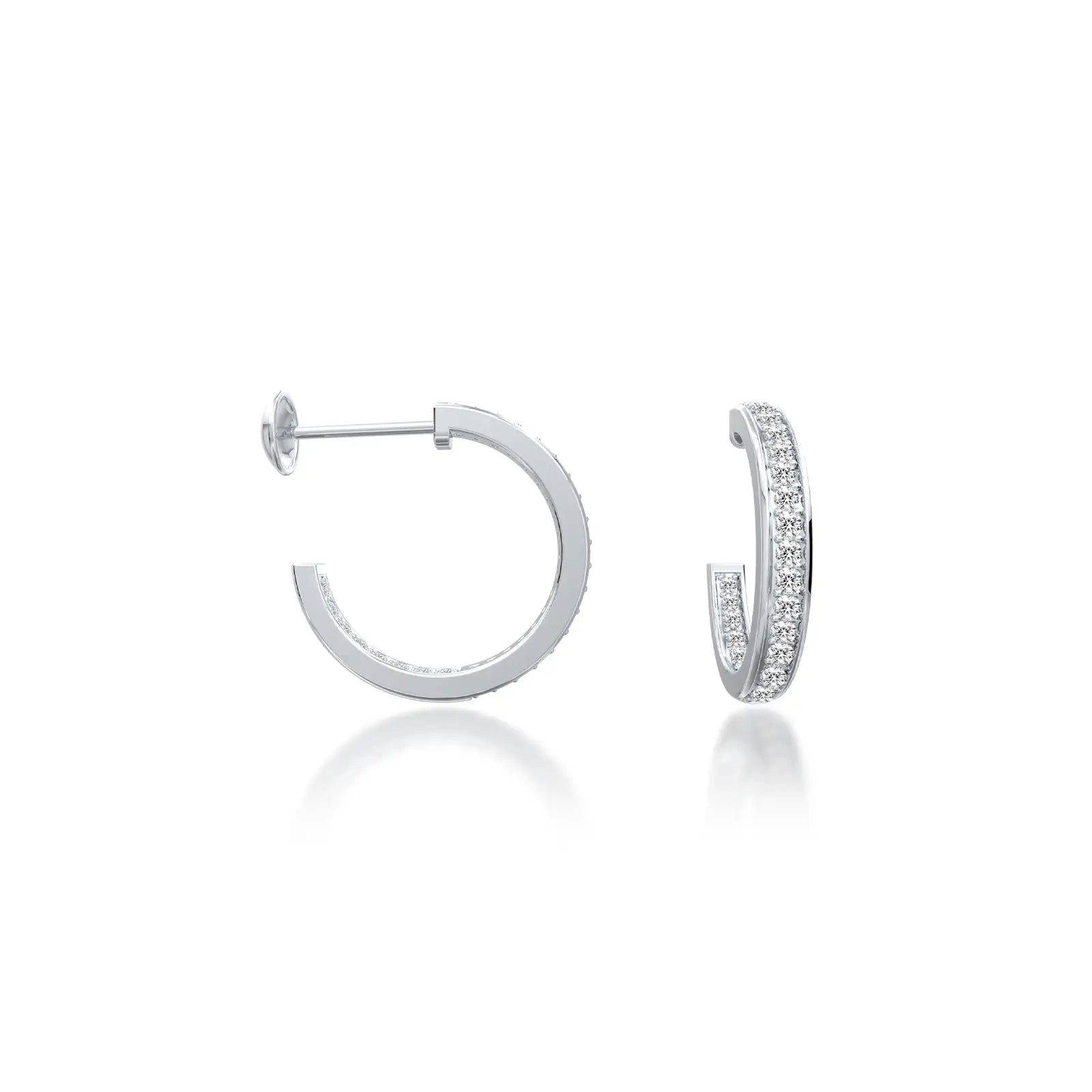 Trendy tunnel hoop diamond earrings