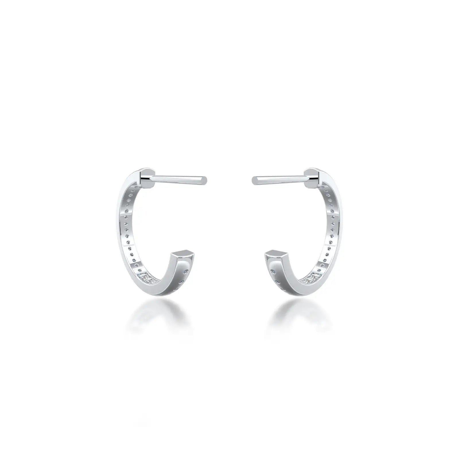 Tunnel hoop diamond earrings for women
