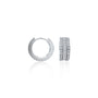 Trendy triple row diamond hoop earrings
