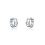 Triple row diamond hoop earrings for office wear