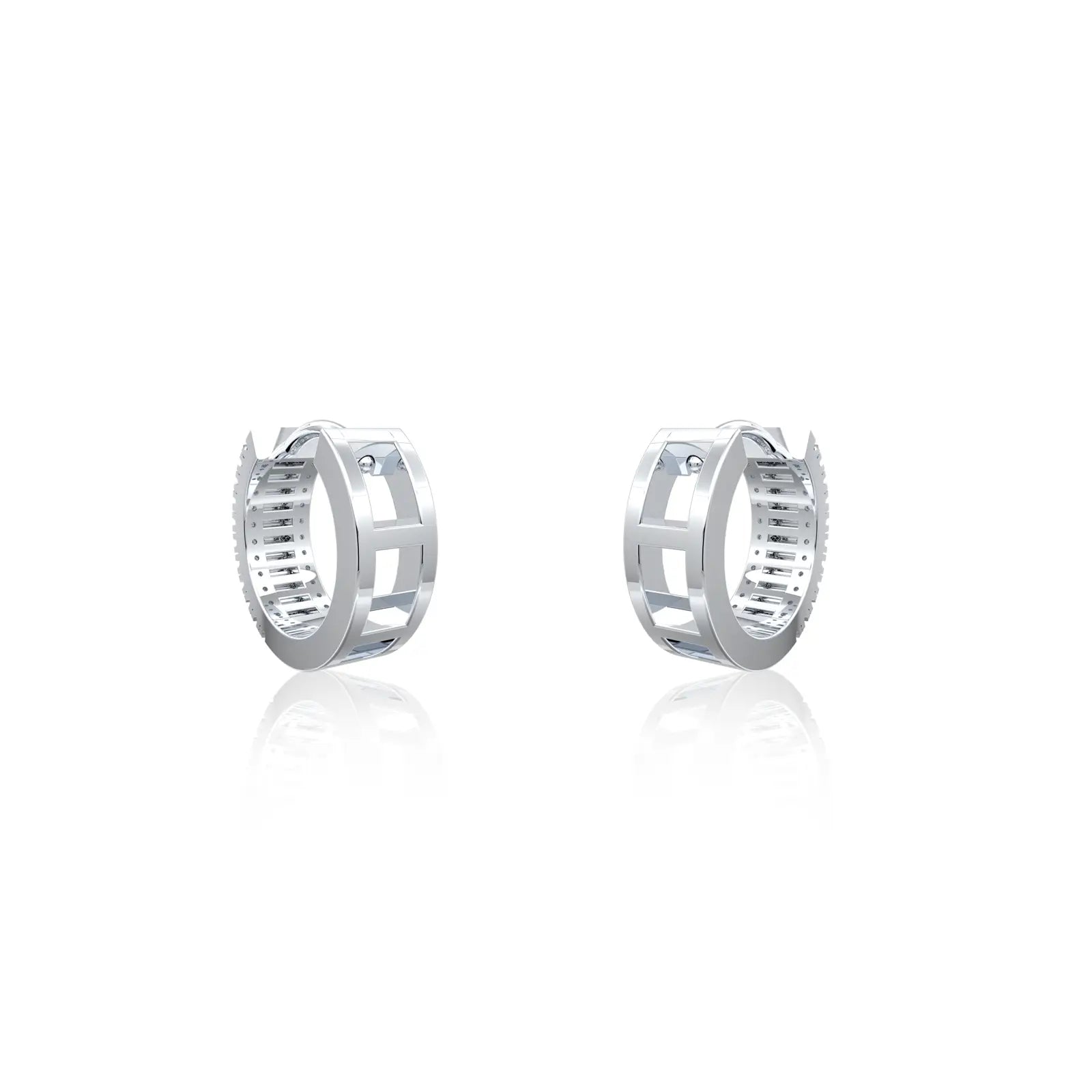 Triple row diamond hoop earrings for office wear