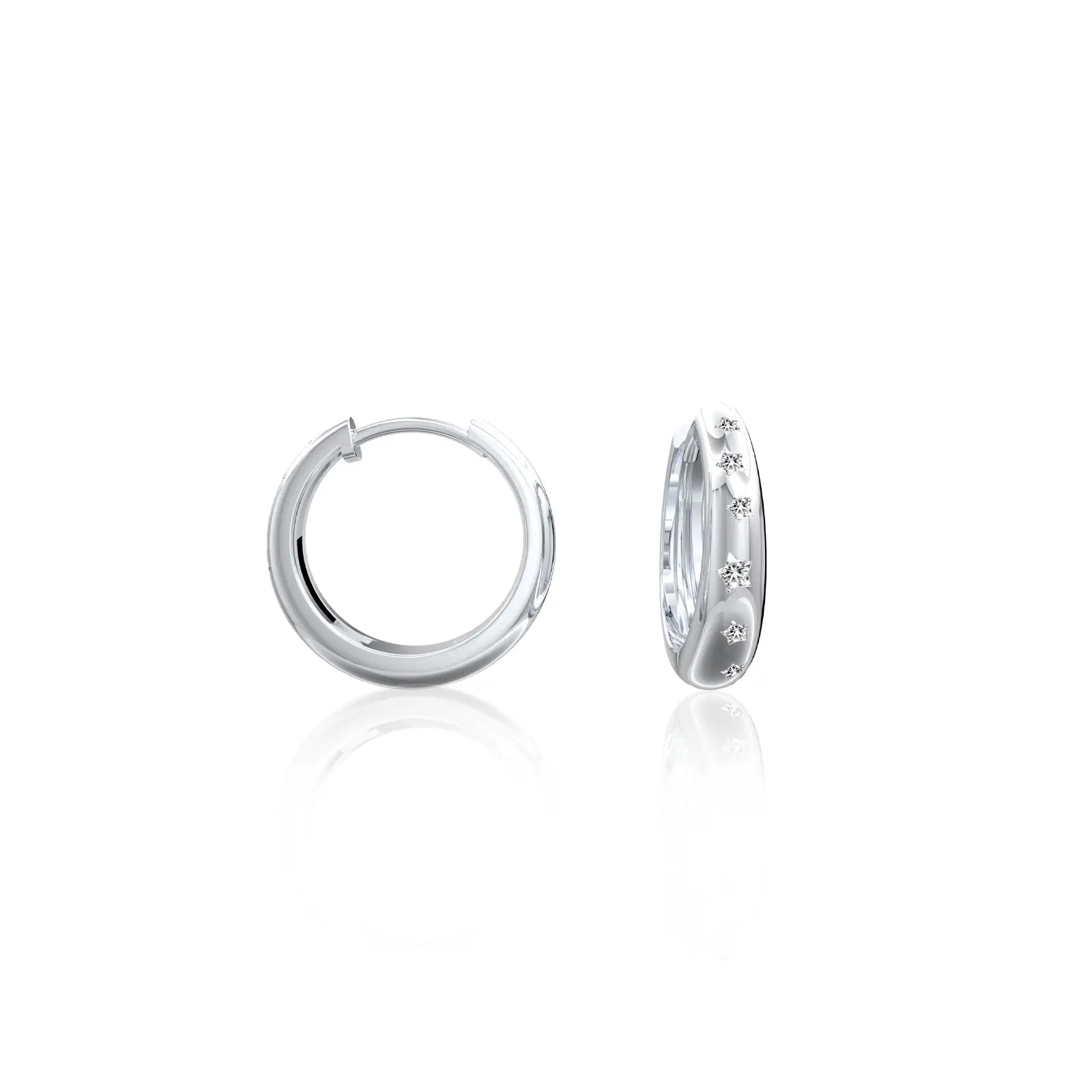 White gold stardust trail diamond drop earrings