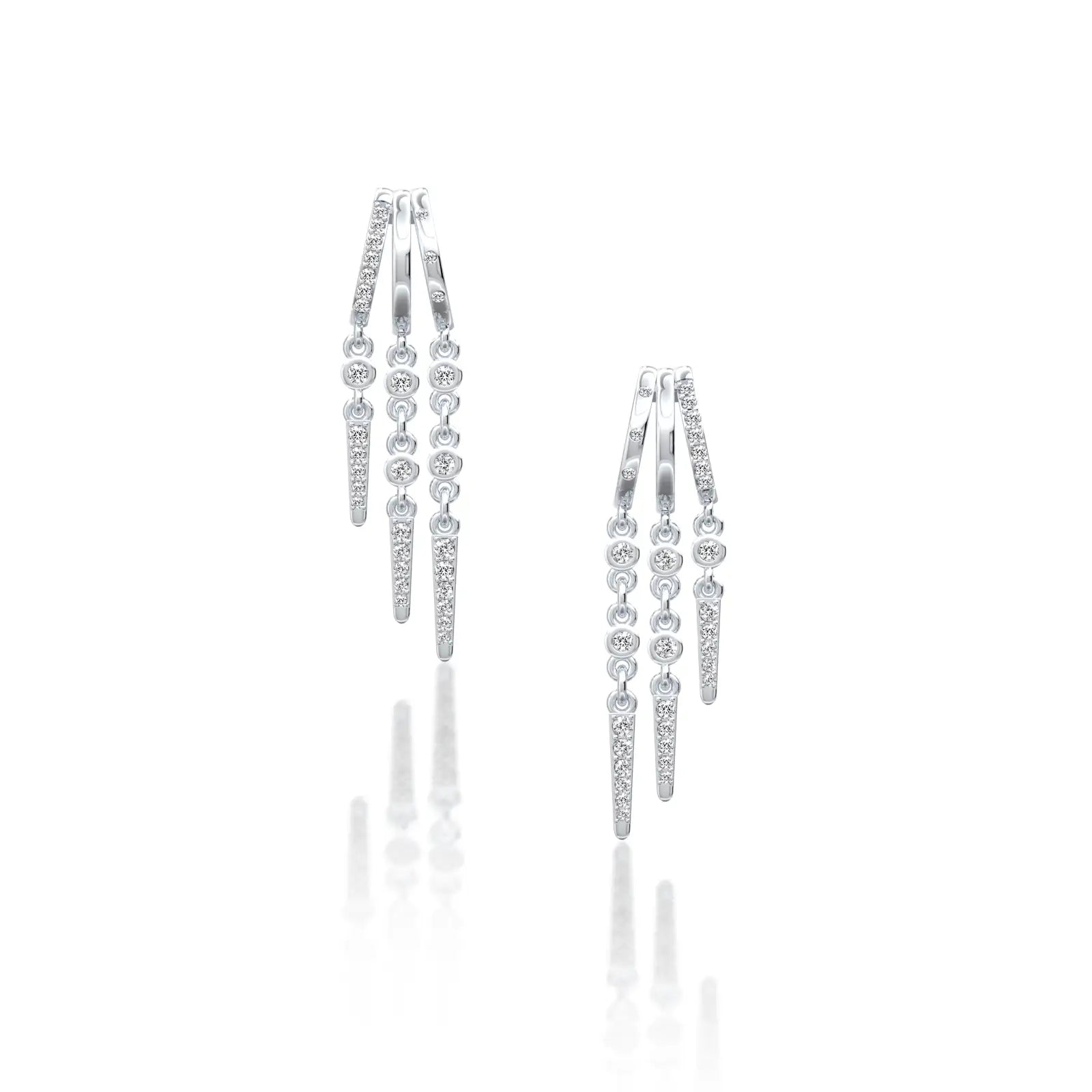 Twin fall chain diamond drop earrings