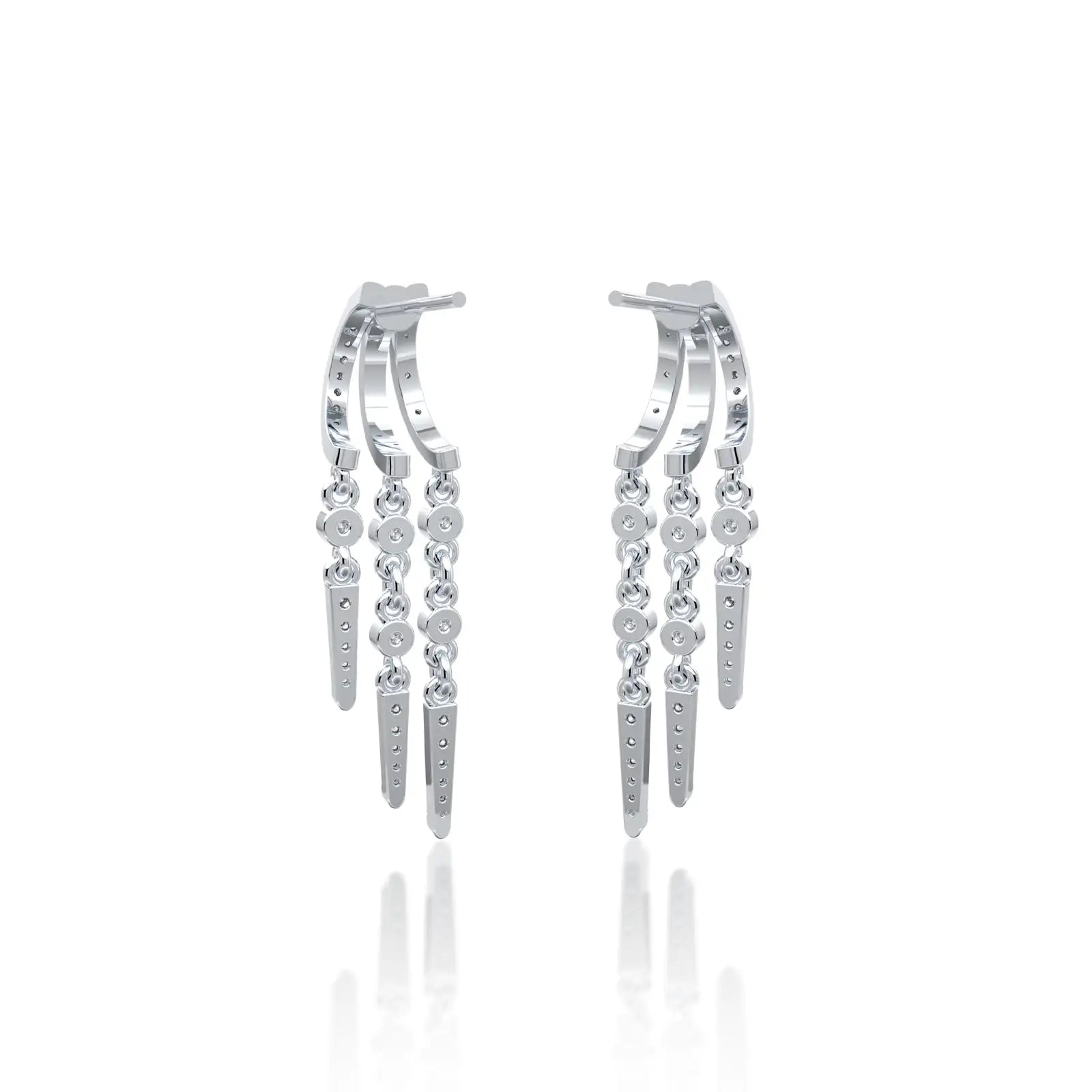 Twin fall chain diamond drop earrings for women 