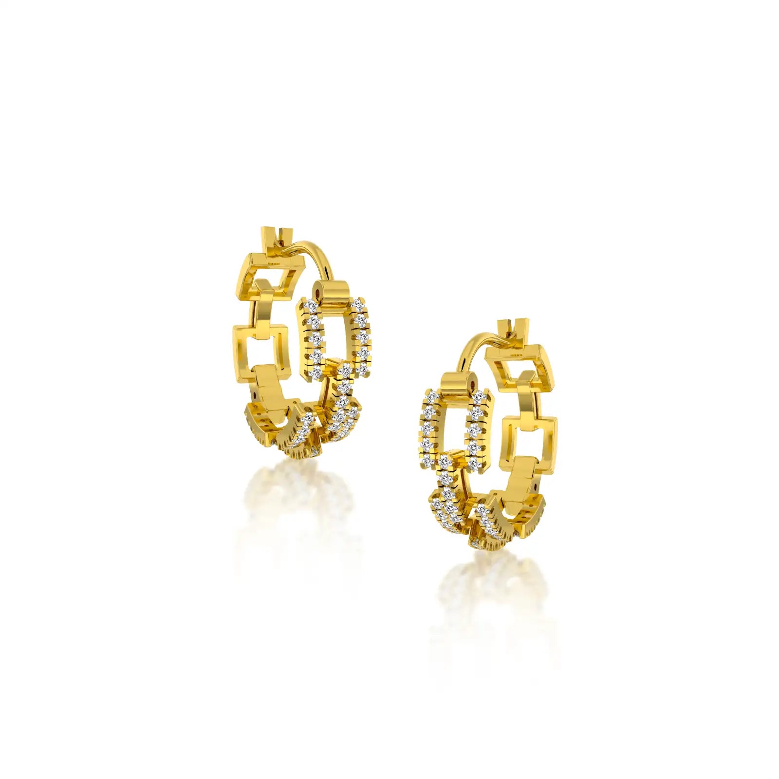 Cube chain diamond earrings