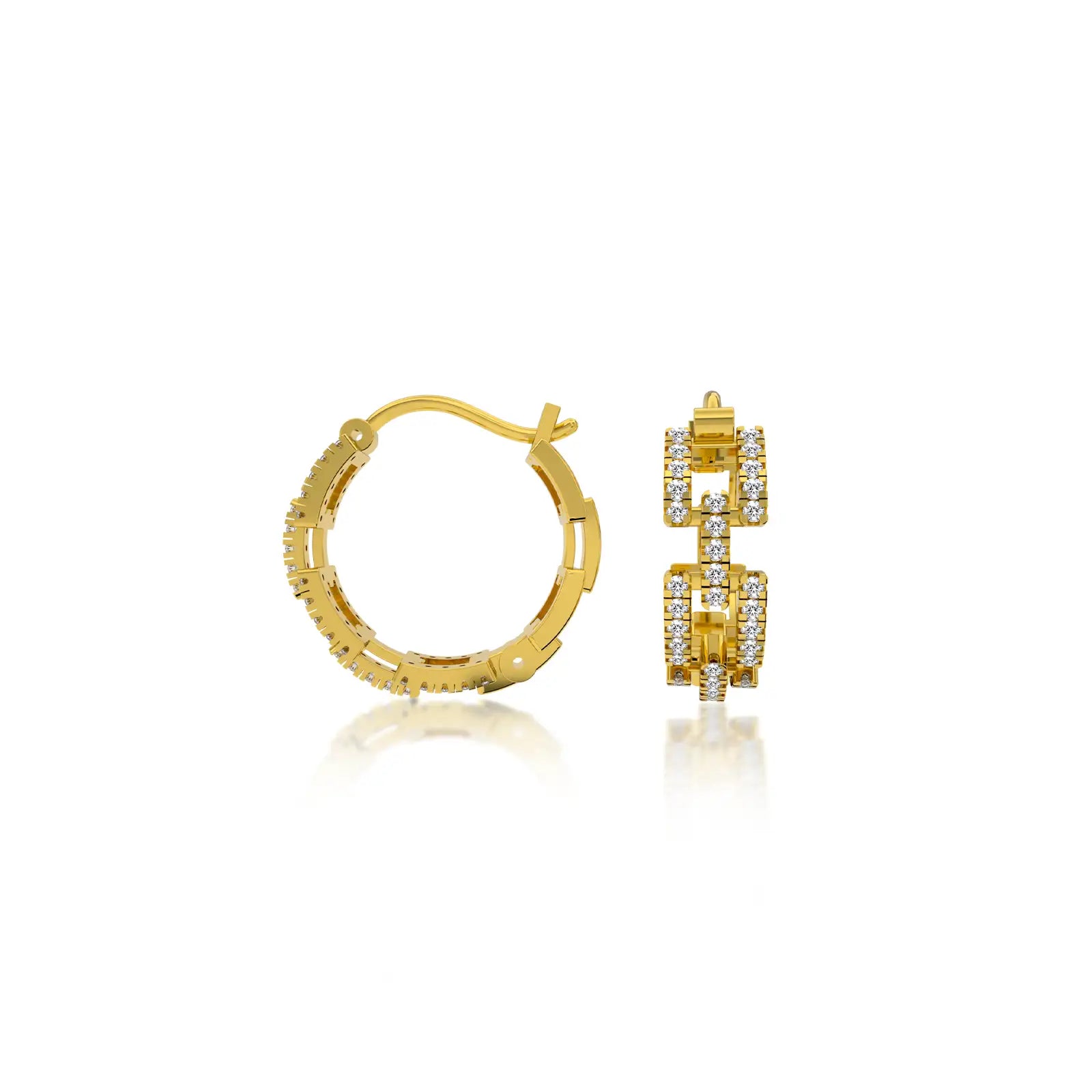 Trendy cube chain diamond earrings