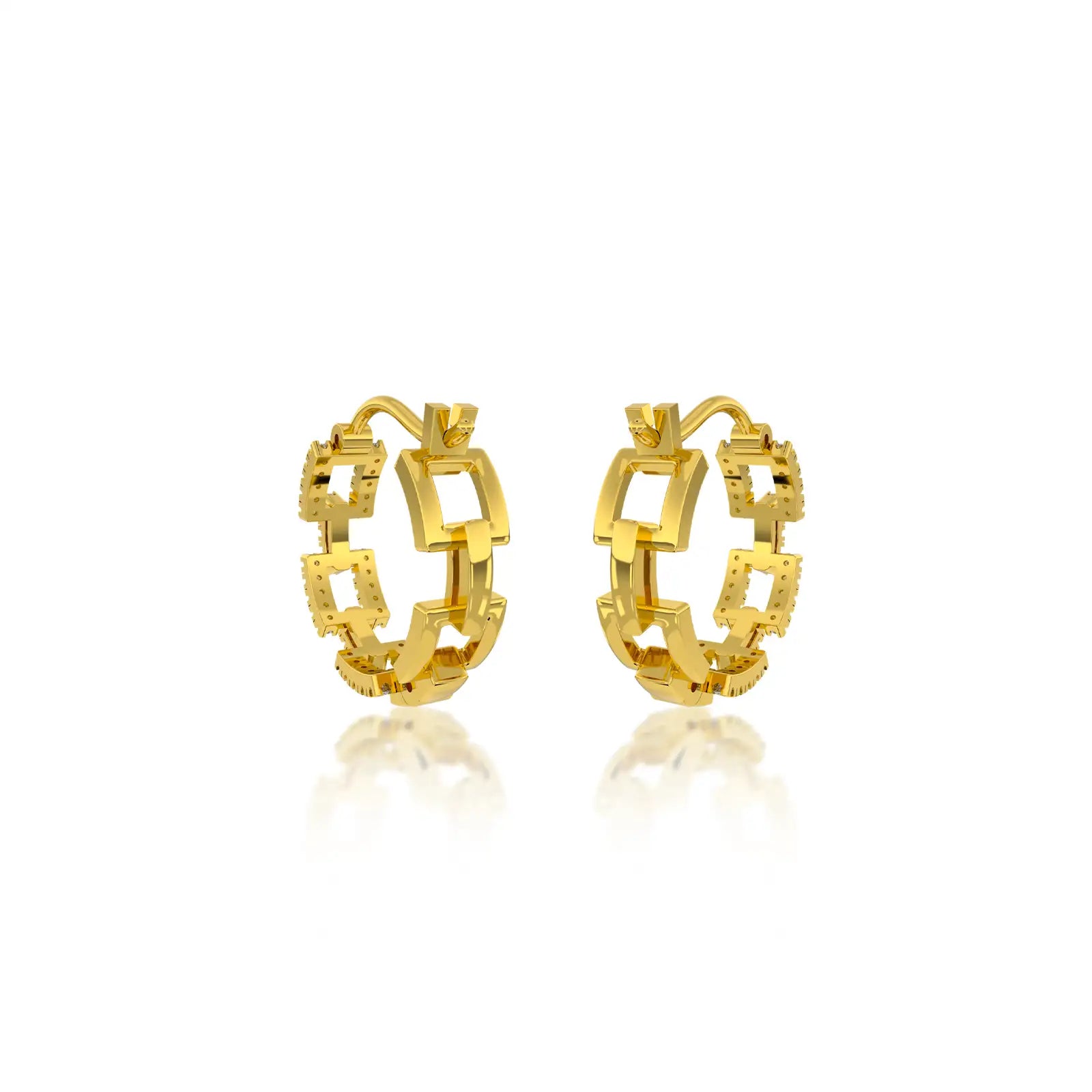Unique cube chain diamond earrings