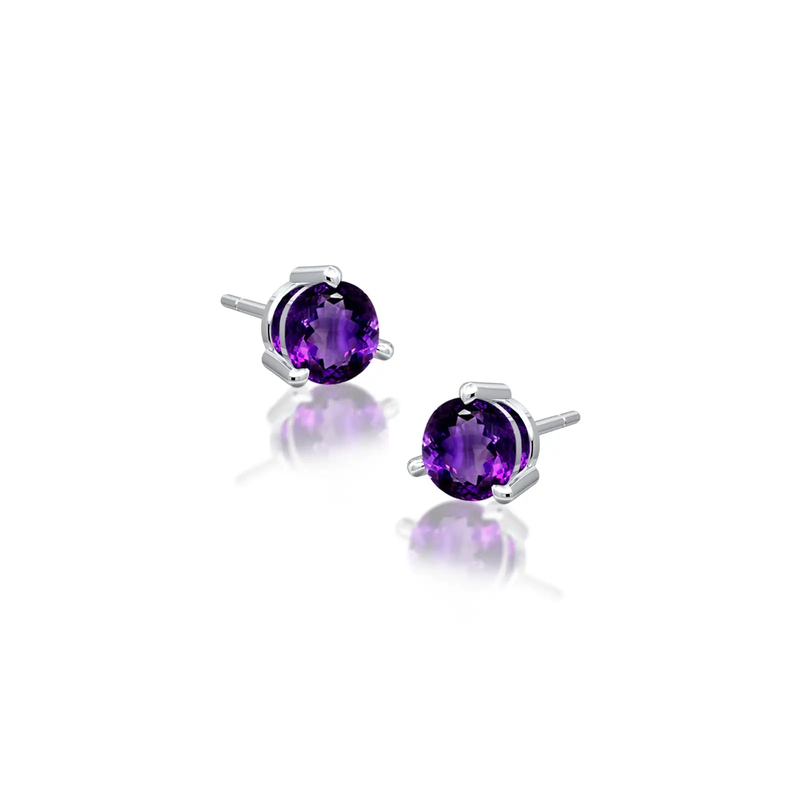 White gold february birthstone amethyst earrings