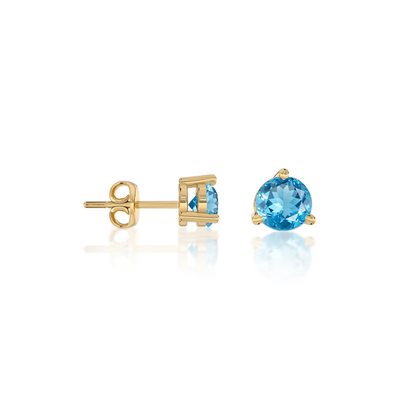 Yellow gold march birthstones swiss blue topaz earrings