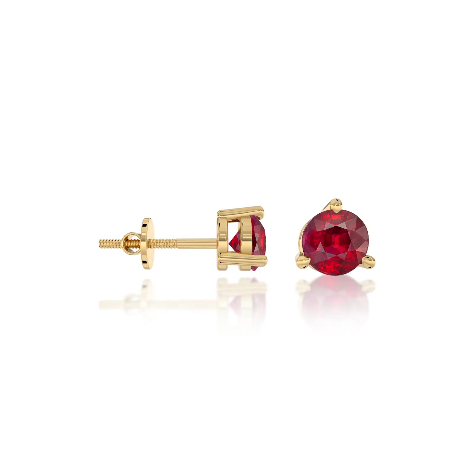 July Birthstone Opaque Ruby Earrings yellow gold earring for gifting