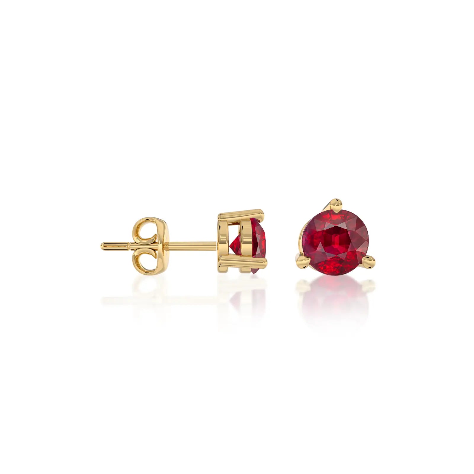 July Birthstone Opaque Ruby Earrings yellow gold earring