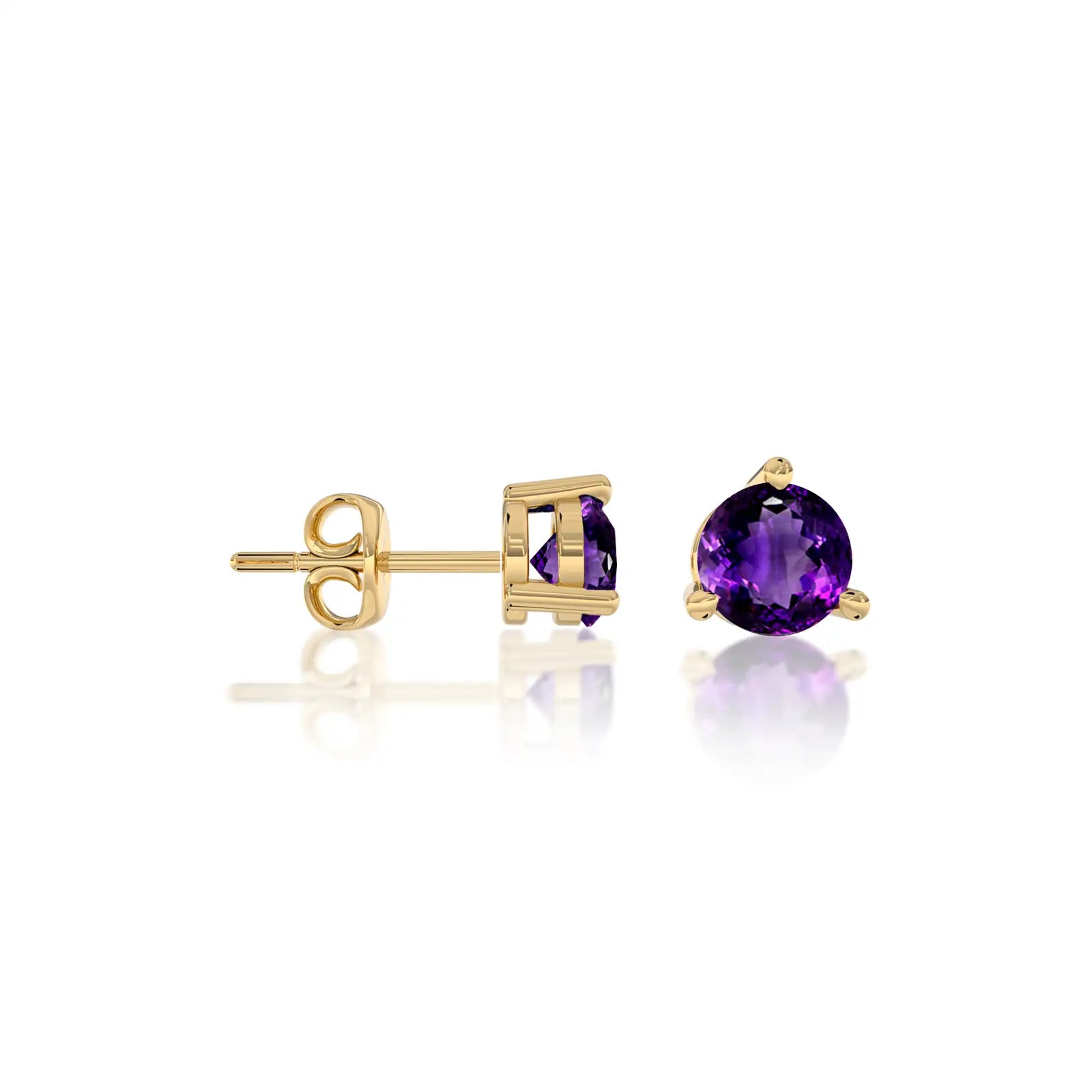 Yellow gold february birthstone amethyst earrings