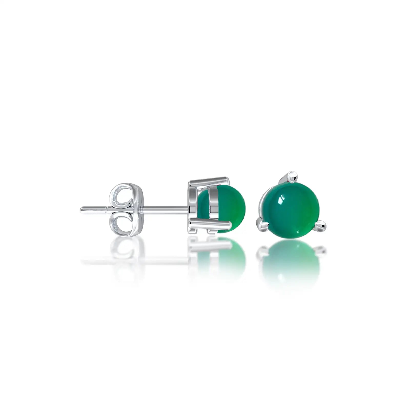 White gold may birthstone green agate earrings for office wear