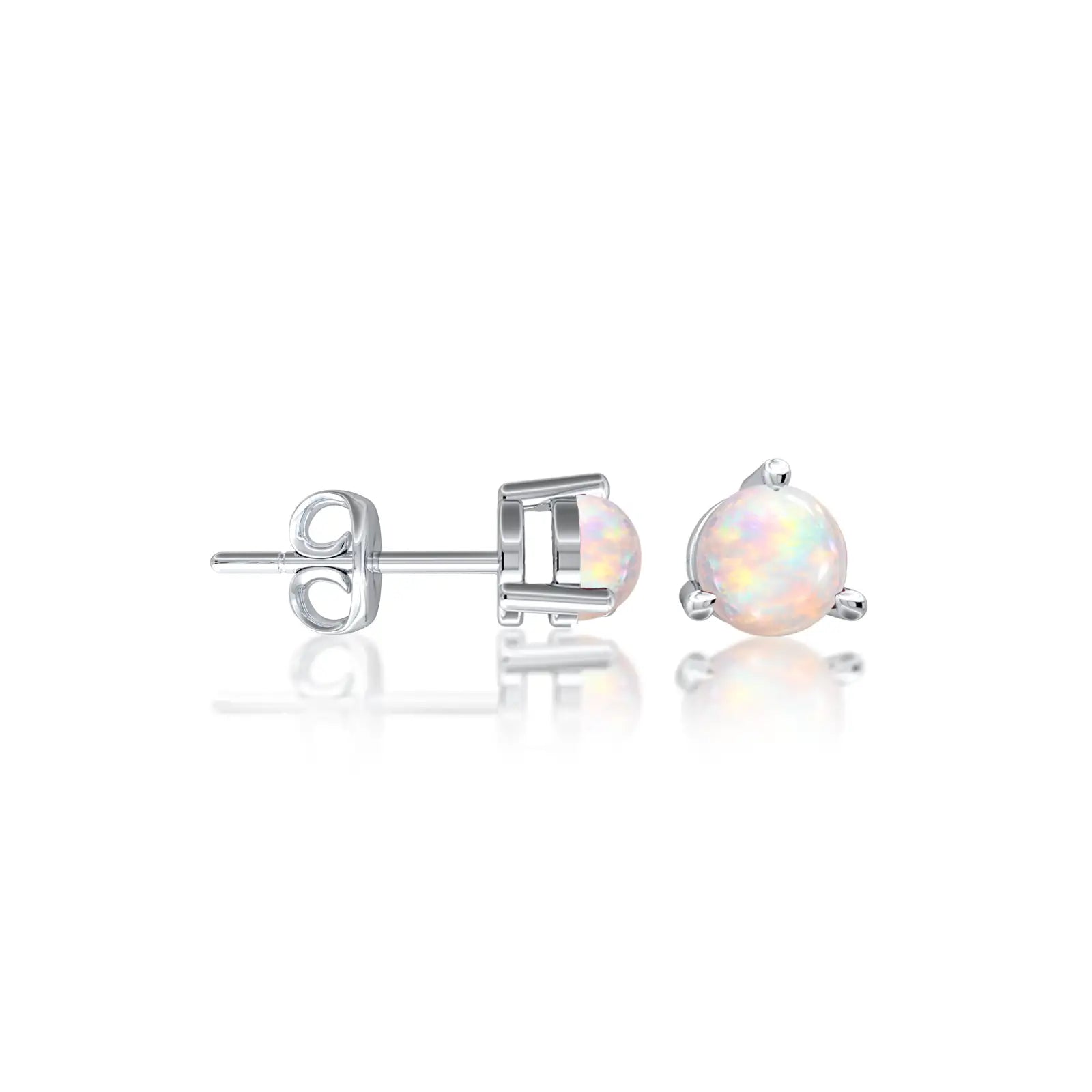White gold october birthstone opal earrings