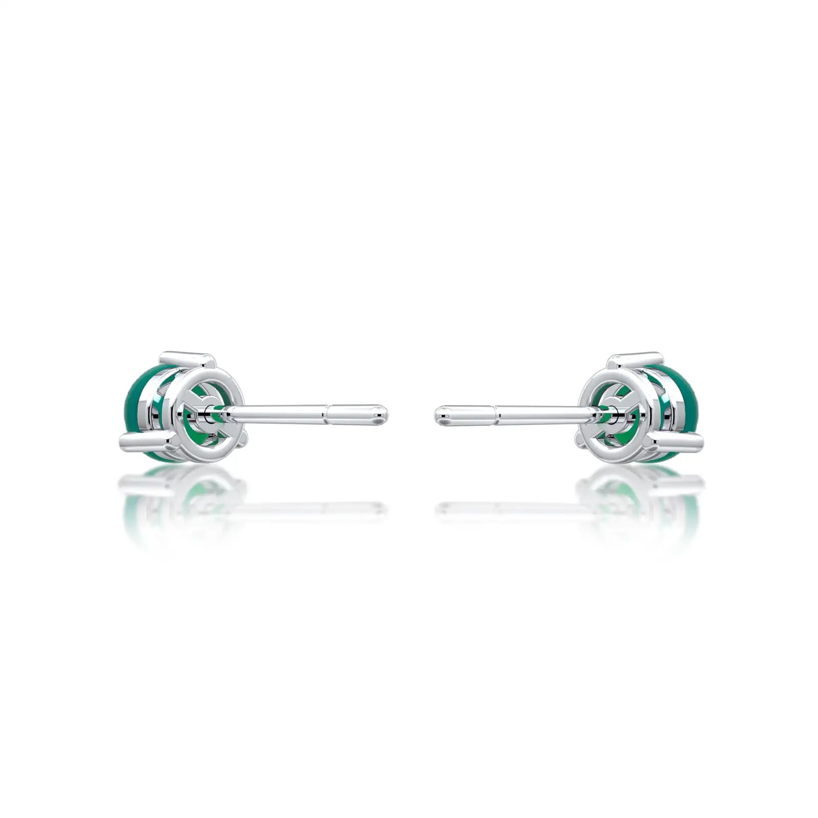 White gold fortune may birthstone green agate earrings