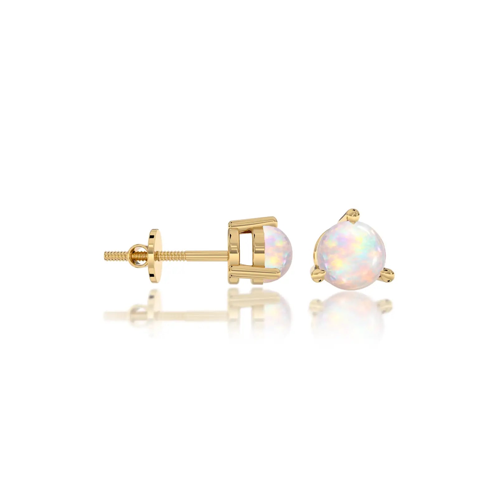 Yellow gold october birthstone opal earrings