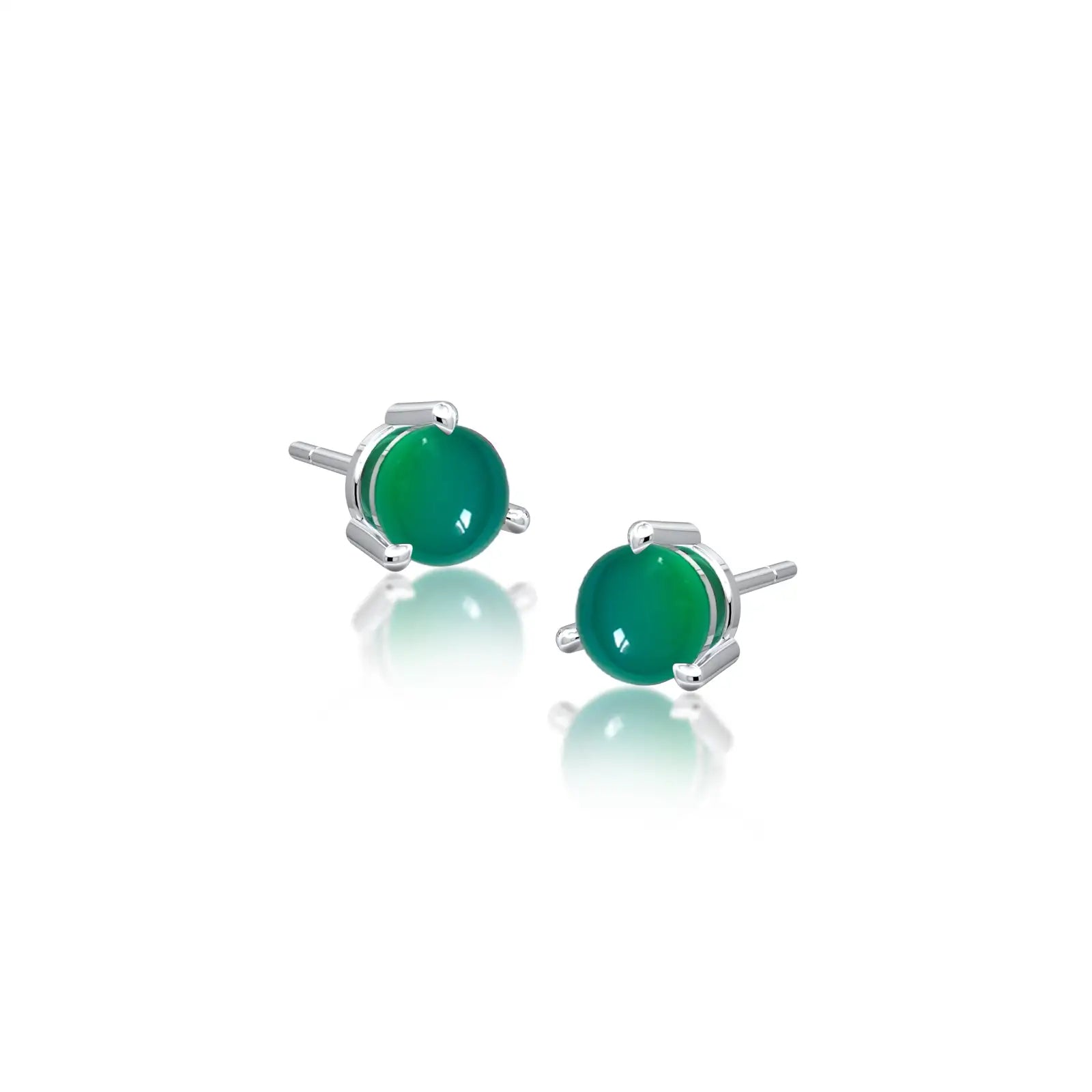 White gold may birthstone green agate earrings