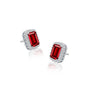 White gold july birthstone opaque ruby earrings with diamonds