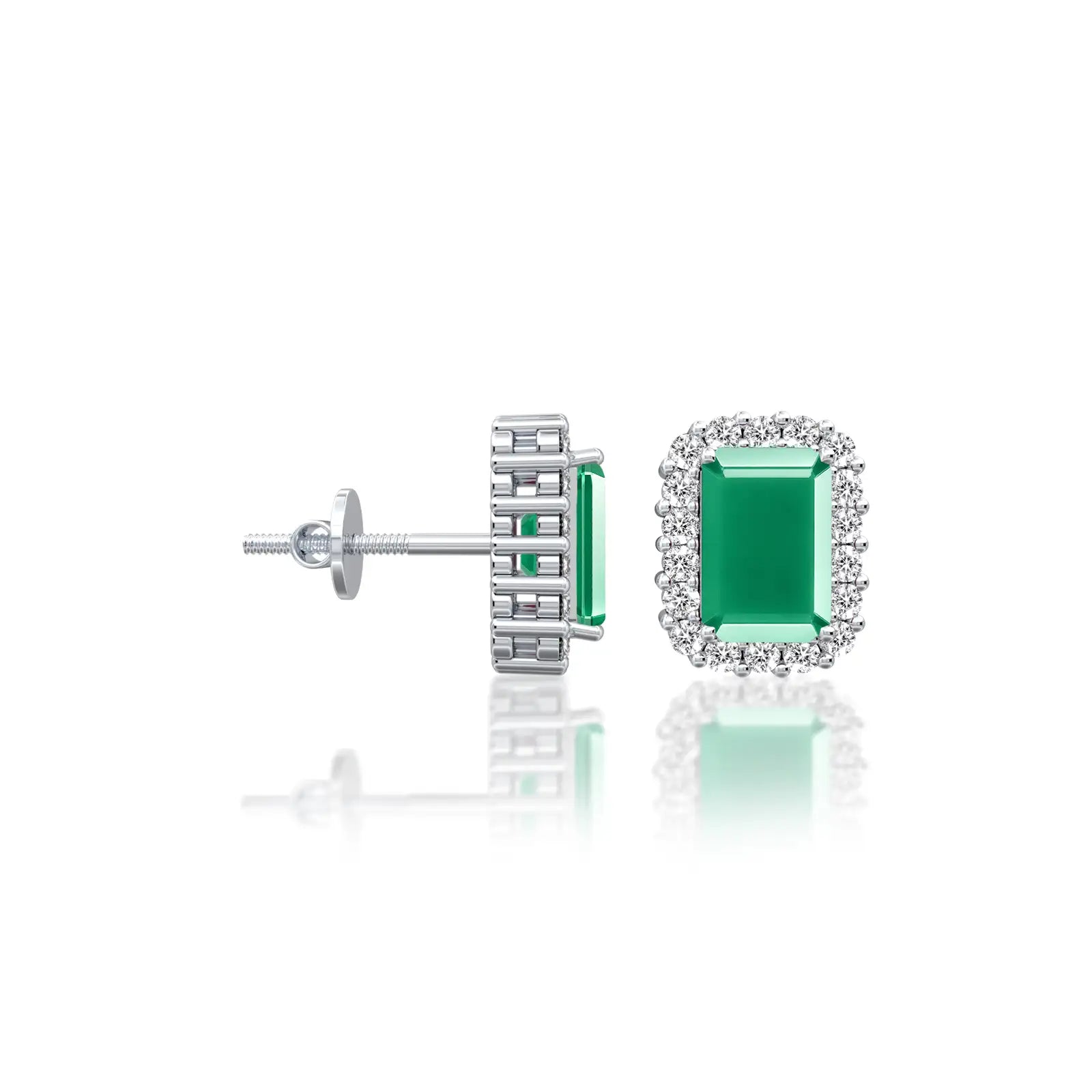 May birthstone green agate earrings with diamonds for girls