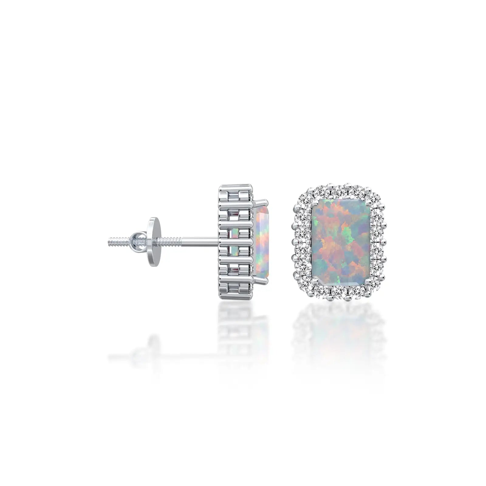 Fortune october birthstone opal earrings with diamonds for office wear