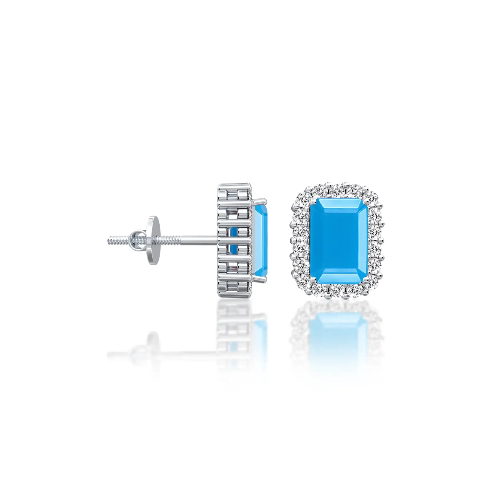 Fortune white gold december birthstone turquoise earrings with diamonds