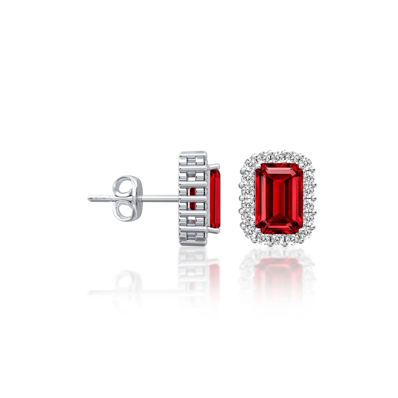 Fortune white gold july birthstone opaque ruby earrings with diamonds for women