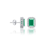 May birthstone green agate earrings with diamonds for women