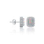 White gold october birthstone opal earrings with diamonds