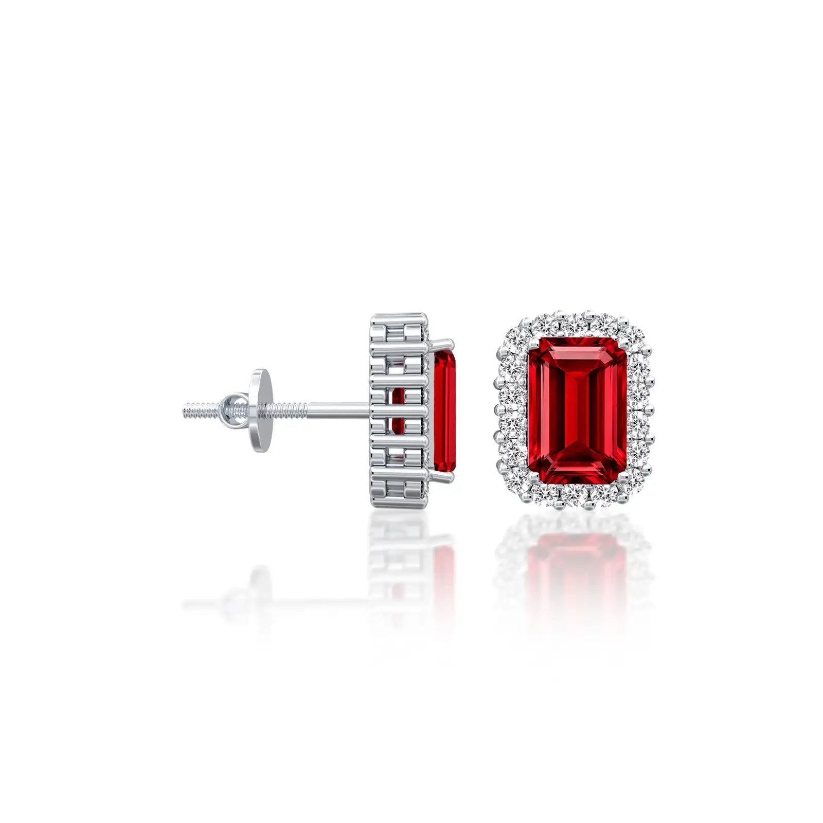 Fortune white gold july birthstone opaque ruby earrings with diamonds