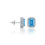 Trendy white gold march birthstone swiss blue topaz earrings with diamonds 