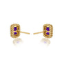 Yellow gold february birthstone amethyst earrings with diamonds