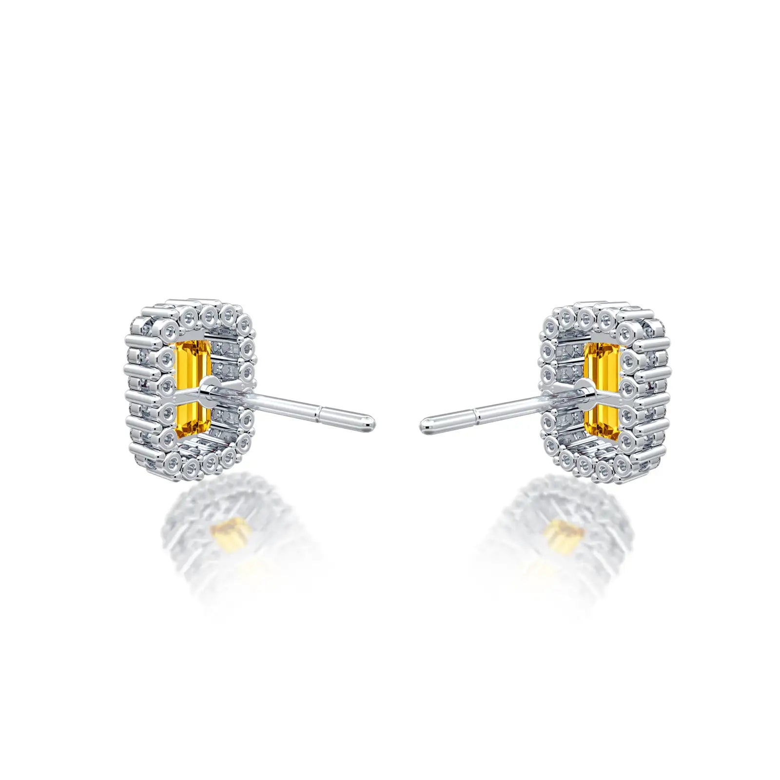 White gold unique november birthstone citrine earrings with diamonds