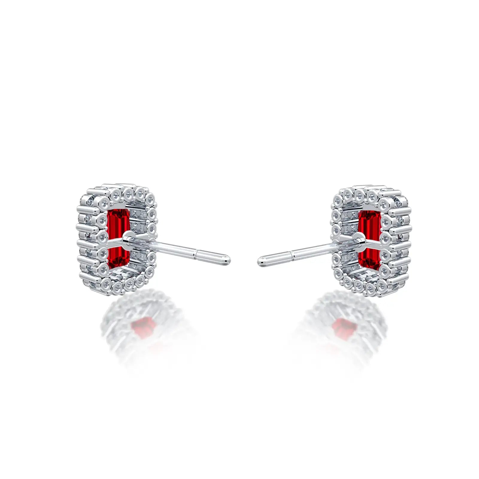 Fortune trendy july birthstone opaque ruby earrings with diamonds