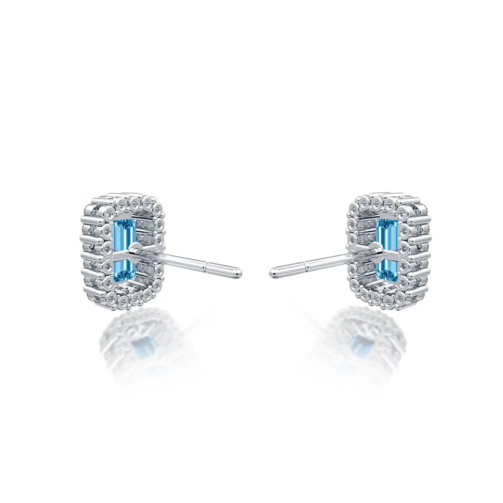 Fortune white gold march birthstone swiss blue topaz earrings with diamonds 