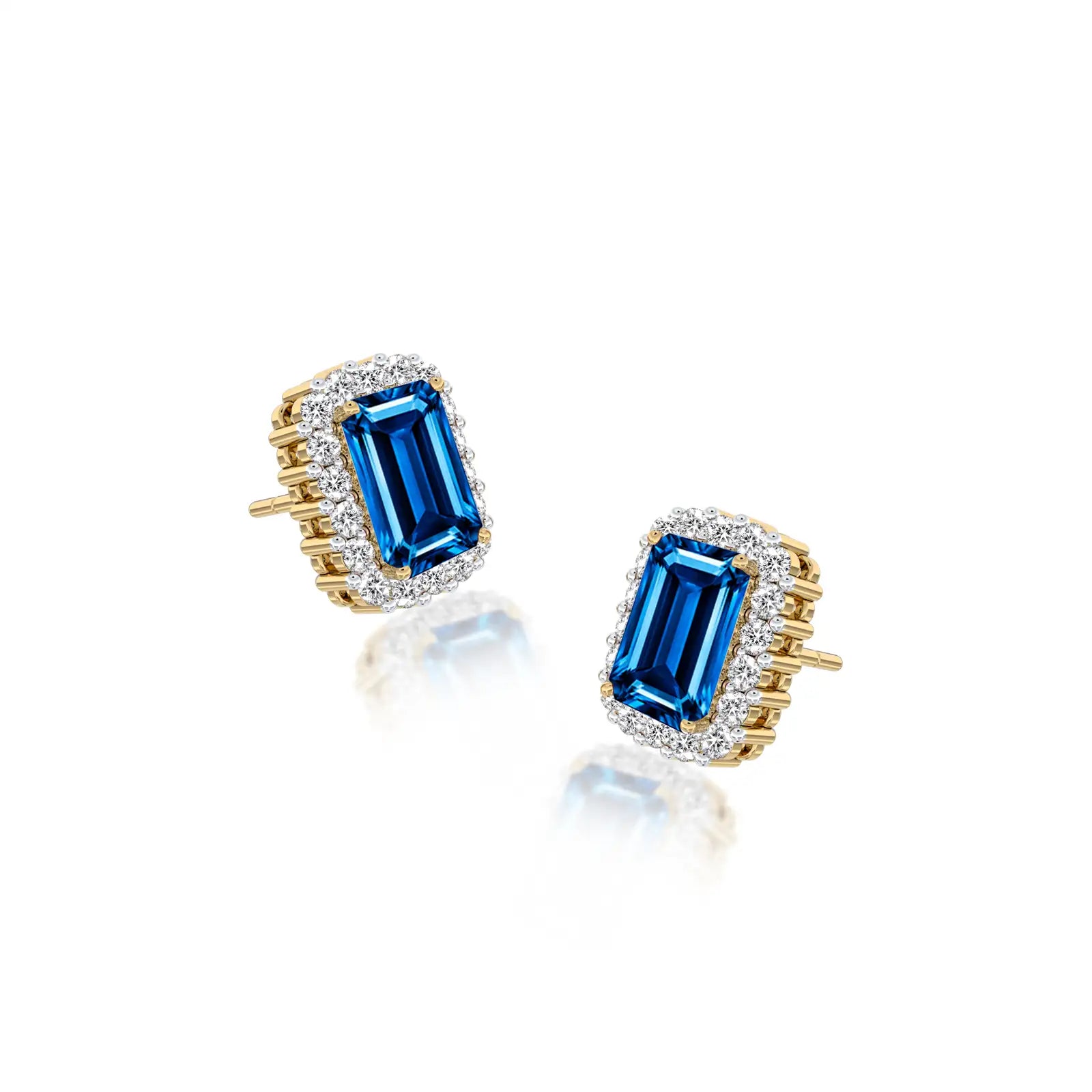 September birthstone london blue topaz earrings with diamonds