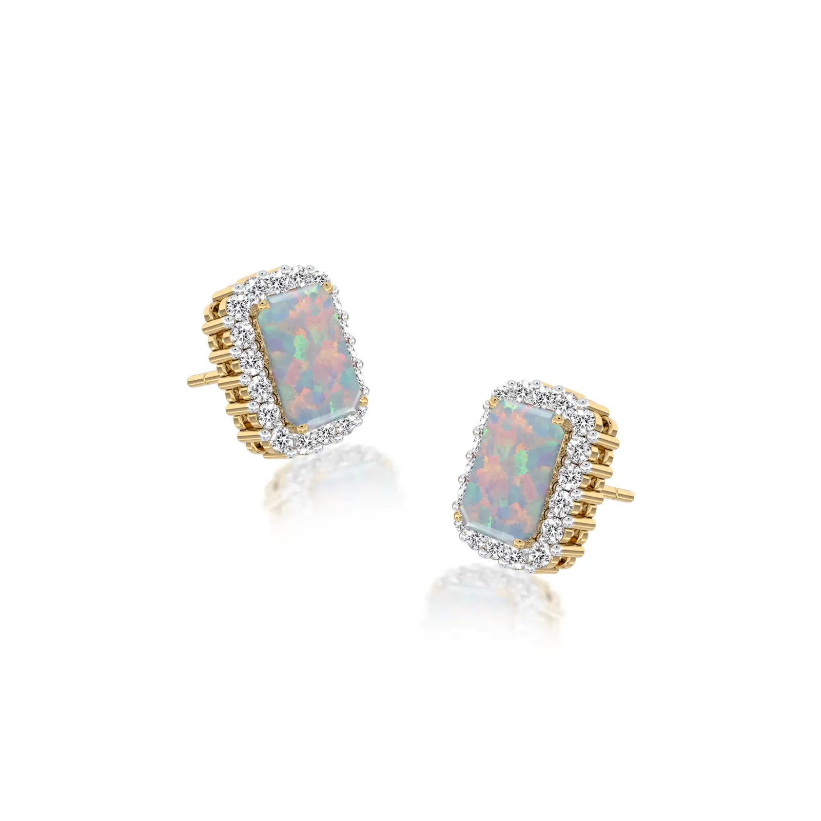 October birthstone opal earrings with diamonds
