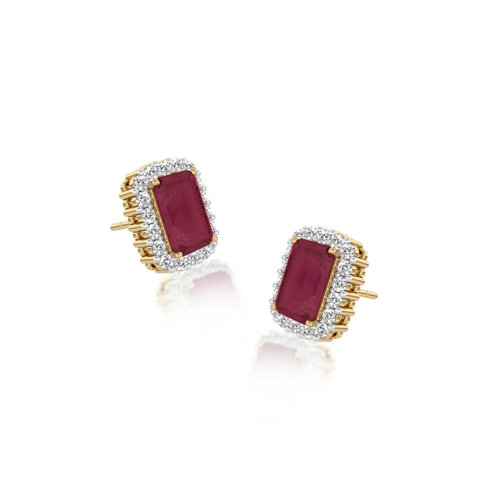 January birthstone garnet earrings with diamonds