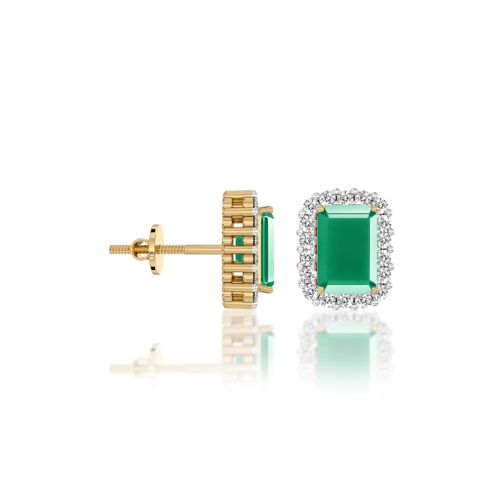 Trendy may birthstone green agate earrings with diamonds