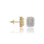 Yellow gold fortune october birthstone opal earrings with diamonds